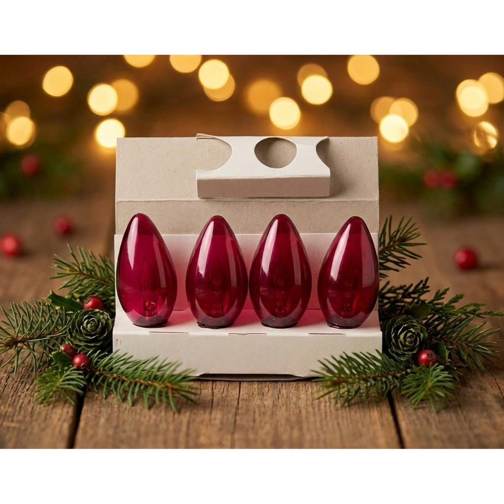 New Vintage Holiday C9 RED Replacement Christmas Lights Bulbs 4Pk Outdoor TESTED